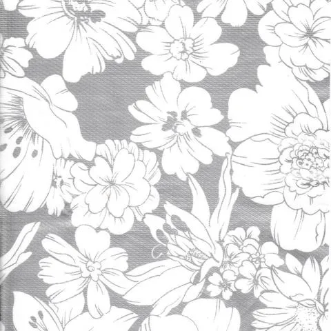 Chelsea Flowers on Silver Oilcloth Tablecloths