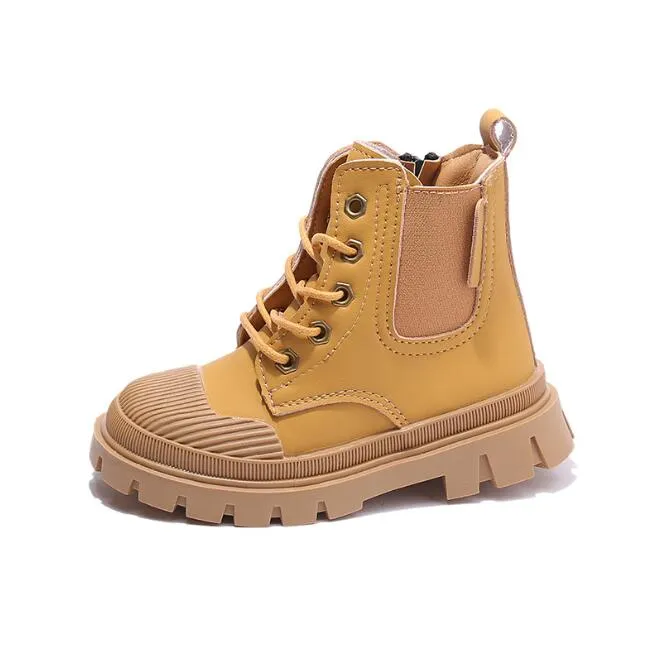 Chunky Army Style Lace-Up Kid's Boots