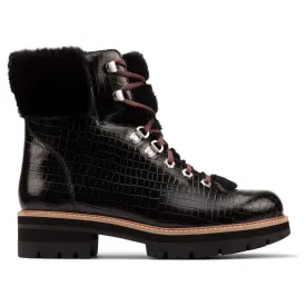 Clarks Orianna Hiker Black Croc Leather Boot (Women's)