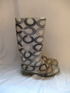 COACH Signature C Gumboots Wellies Rain Boots Rainboots GRAY Jacquard 8