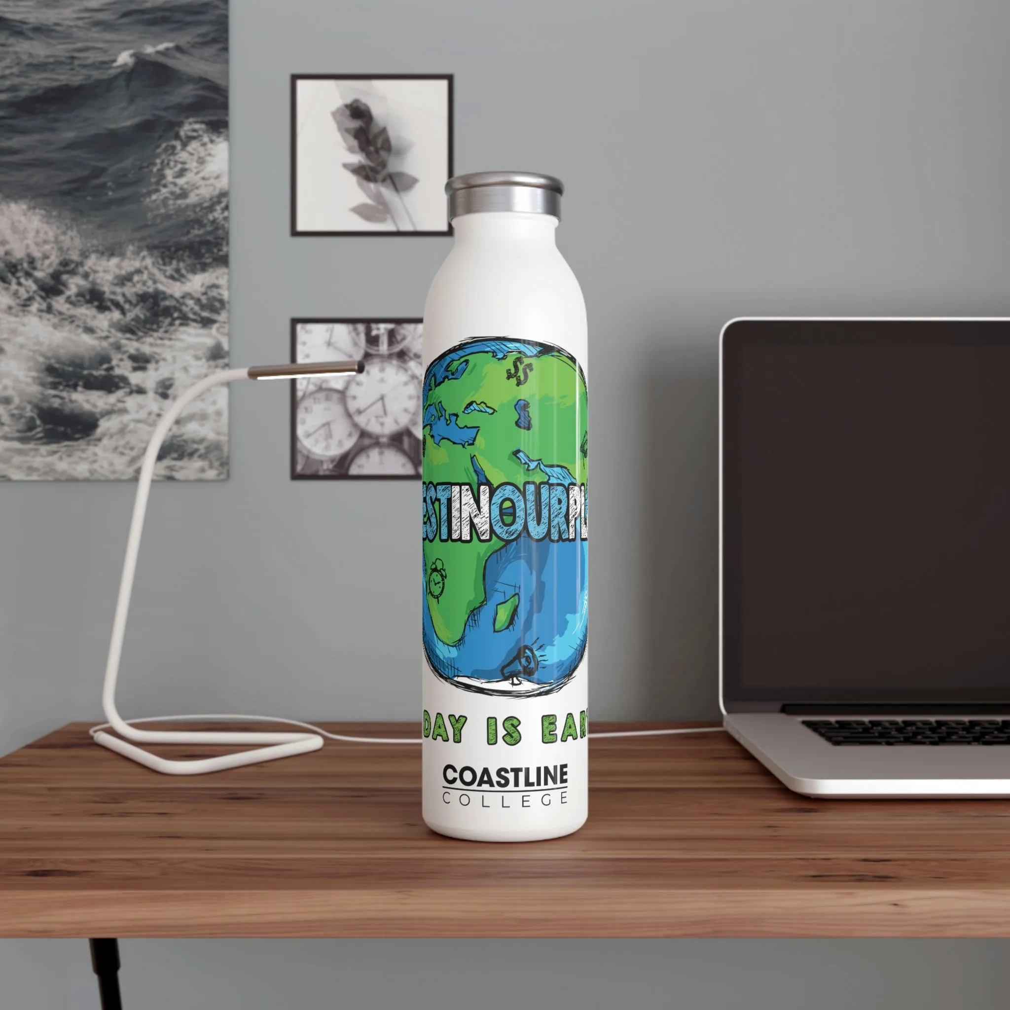 Coastline "Invest In Our Planet" Slim Water Bottle