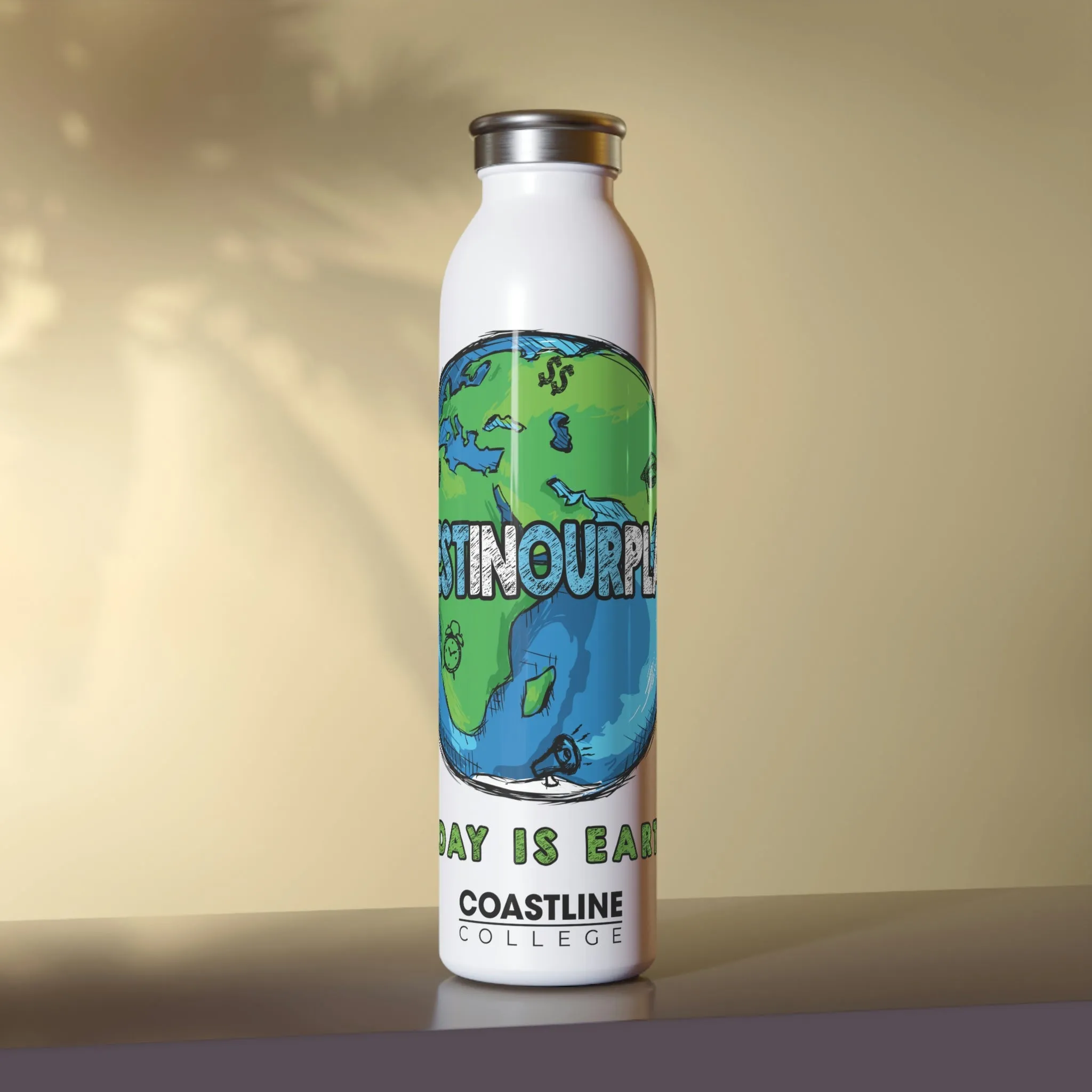 Coastline "Invest In Our Planet" Slim Water Bottle