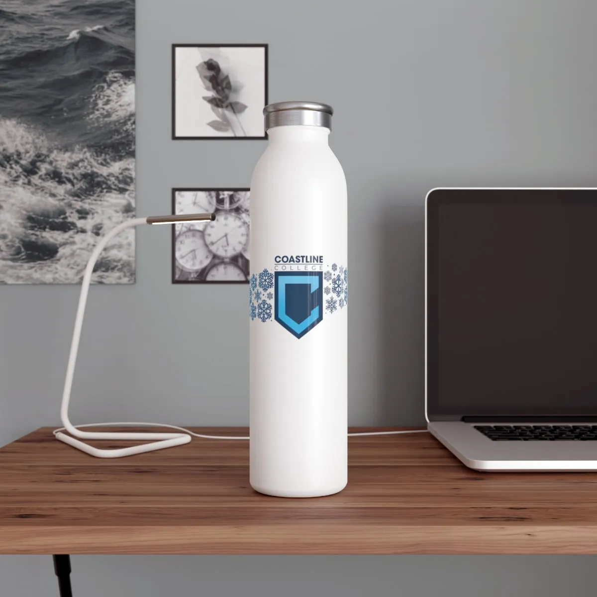 Coastline Winter Wave Slim Water Bottle