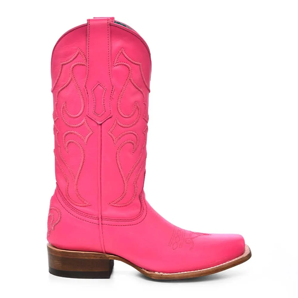 Corral Women’s Western Square Toe Fuscia Embroidery Boots