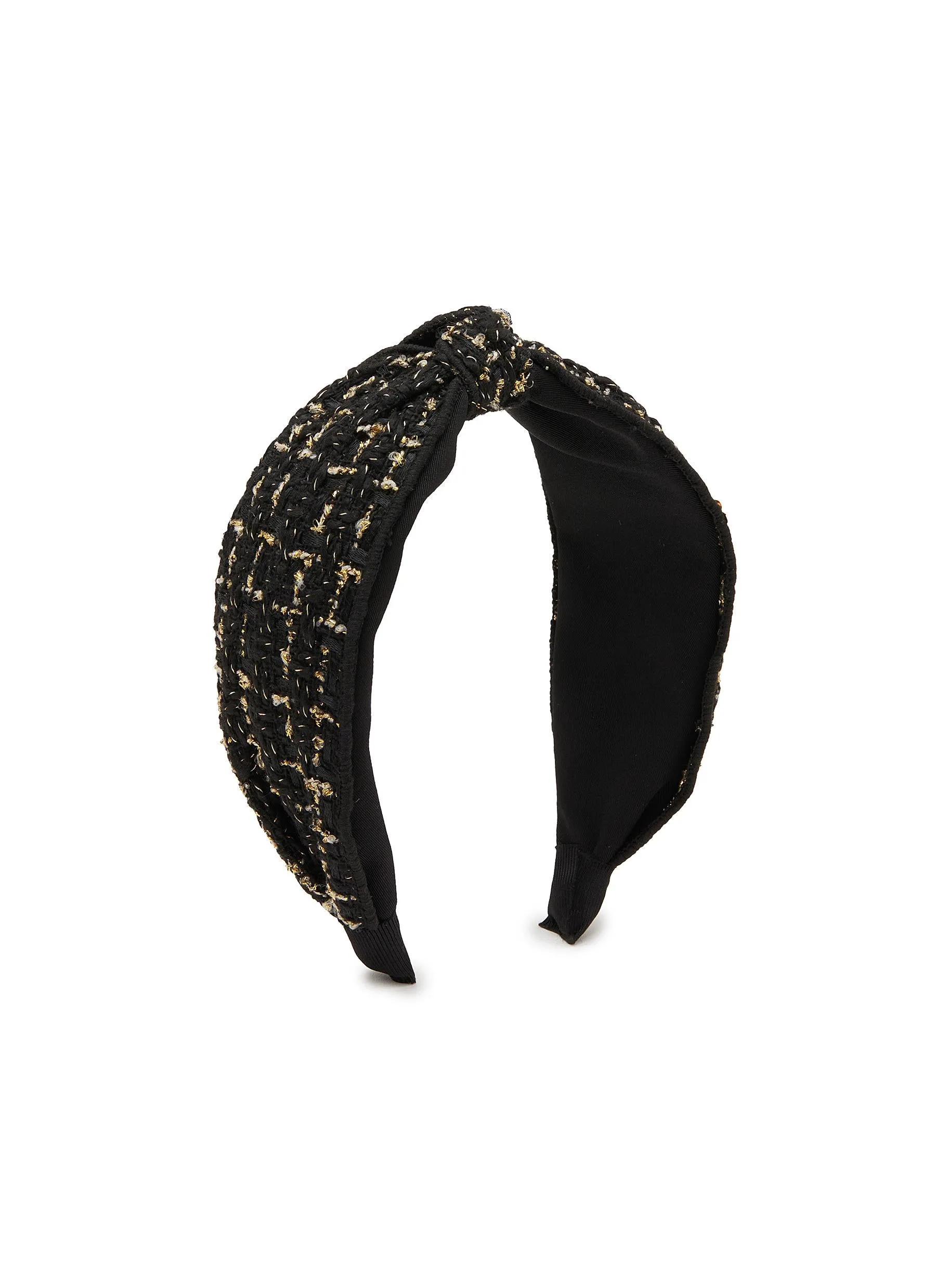 CRYSTAL EMBELLISHED CLIPS TWEED HEADBAND