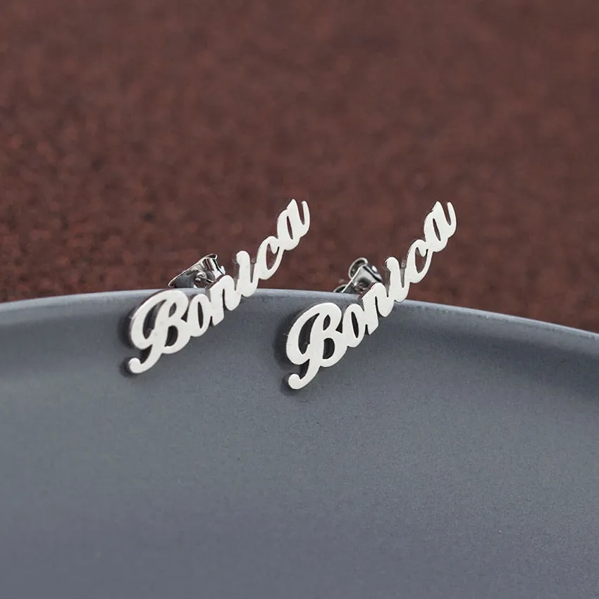 Custom name Earring- personalized Cursive nameplate Earring