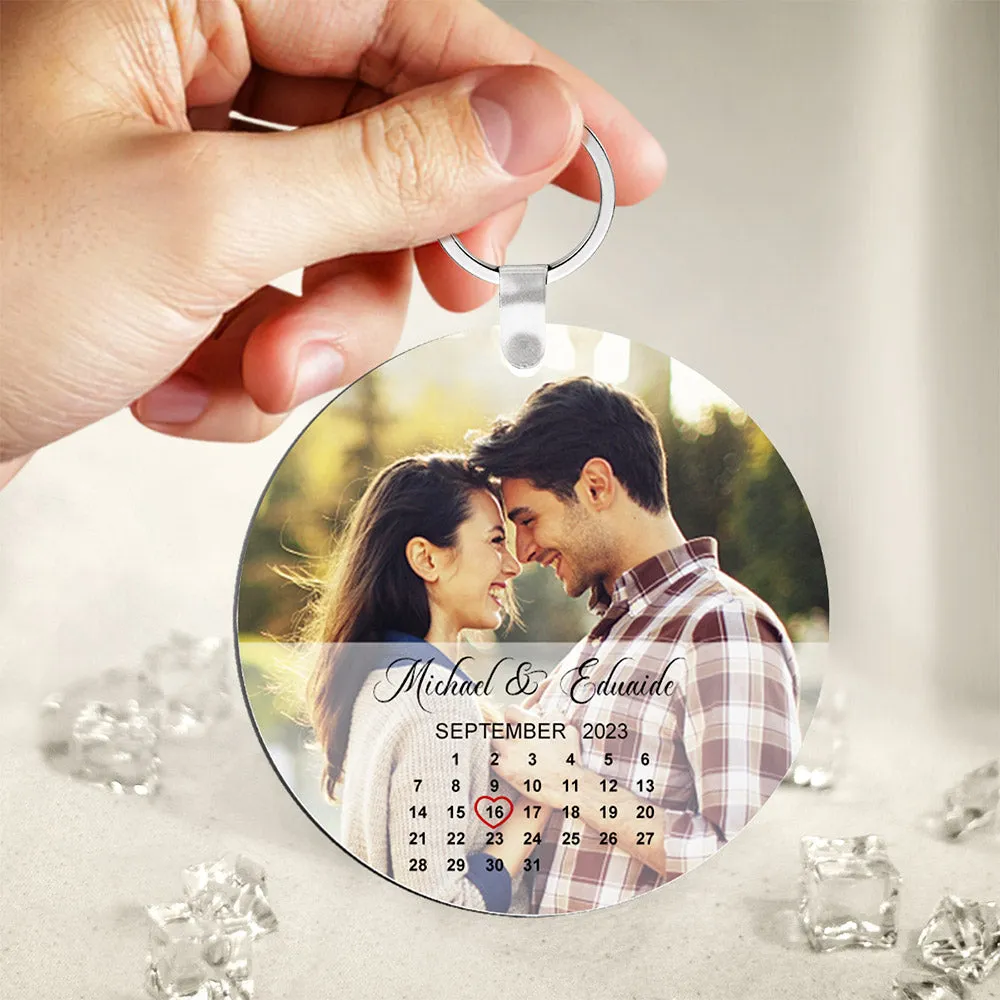 Custom Photo Calendar Keychain Significant Date Marker Wedding Anniversary Gifts for Couples