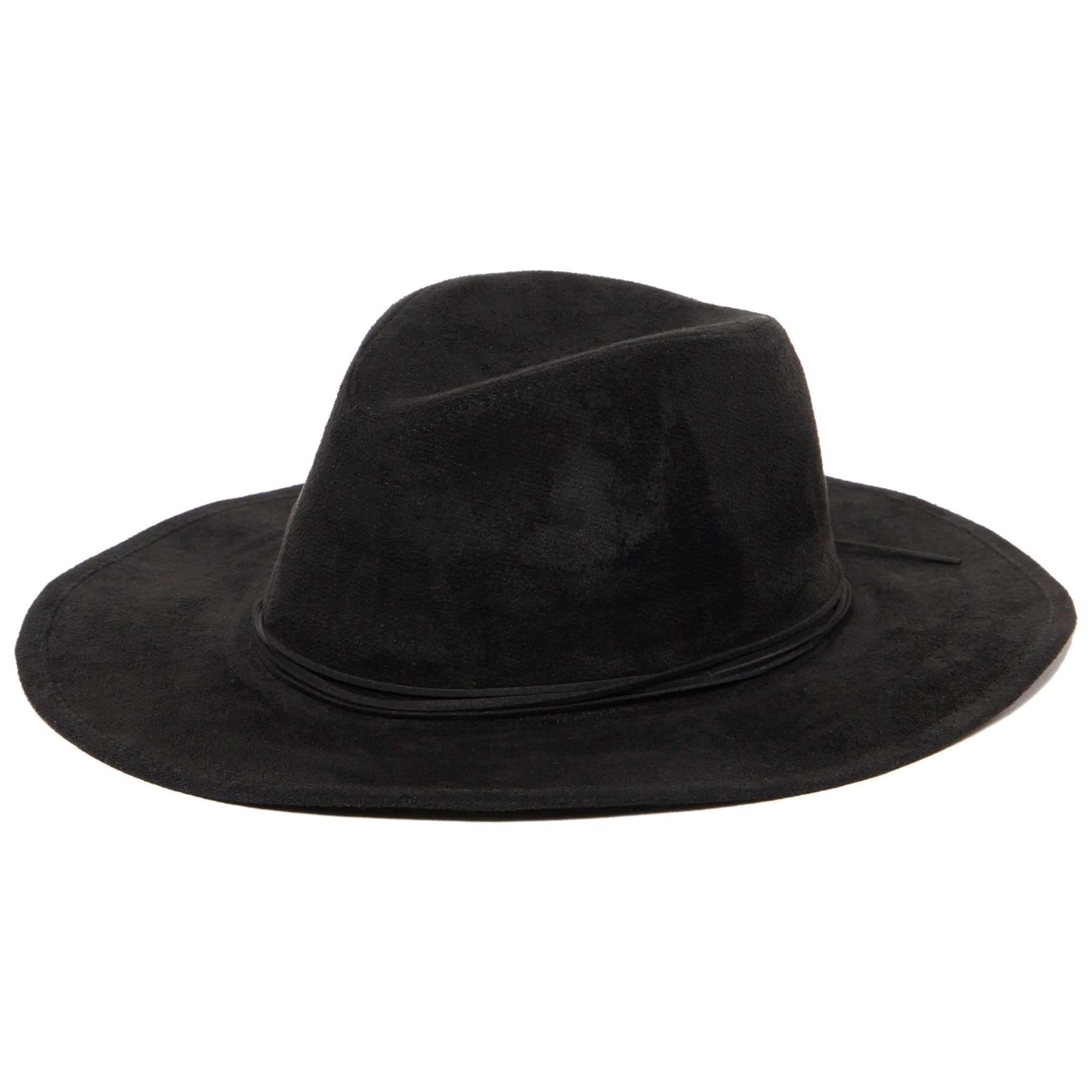 Cut & Sew Faux Suede Floppy Fedora Wrapped Back Knot Trim