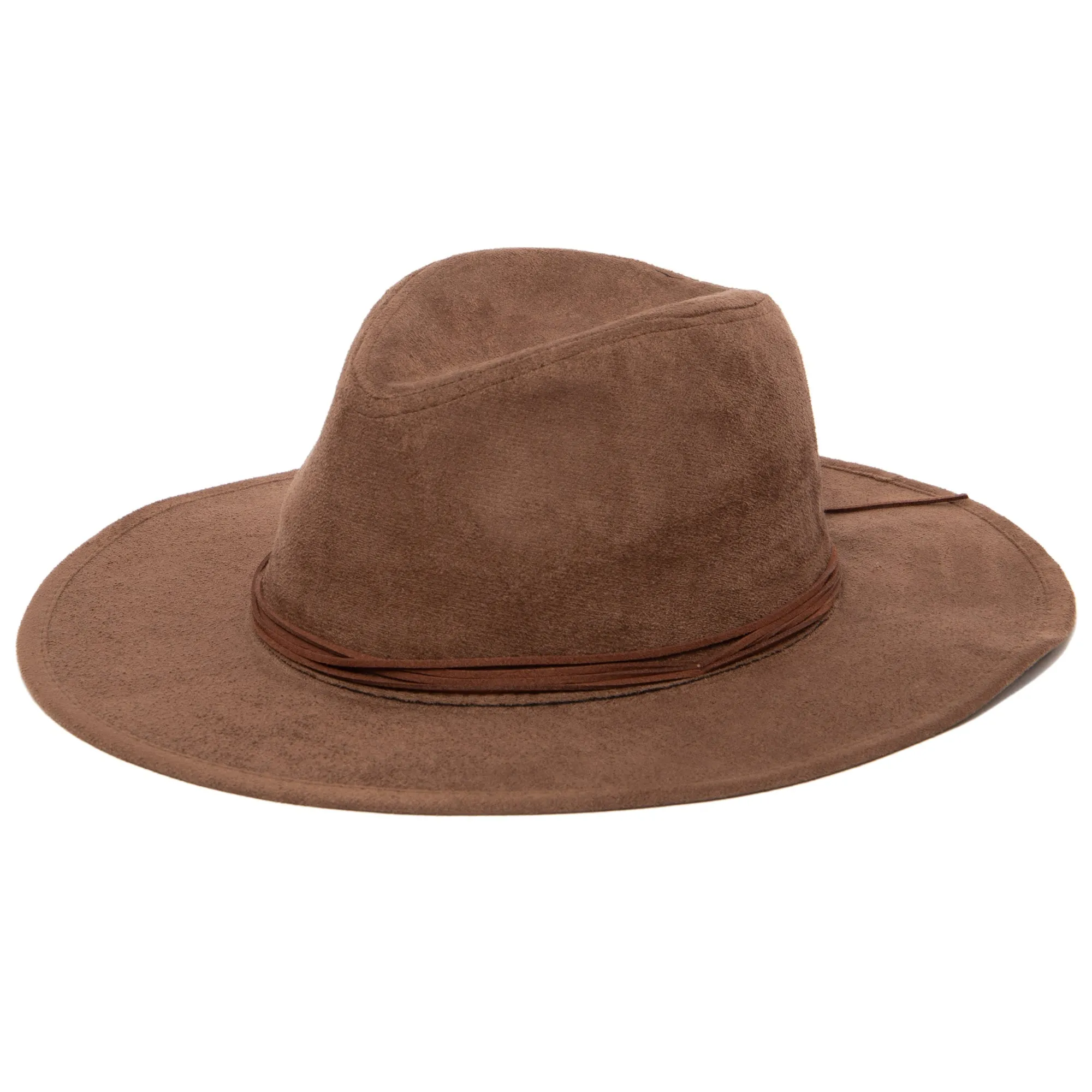 Cut & Sew Faux Suede Floppy Fedora Wrapped Back Knot Trim