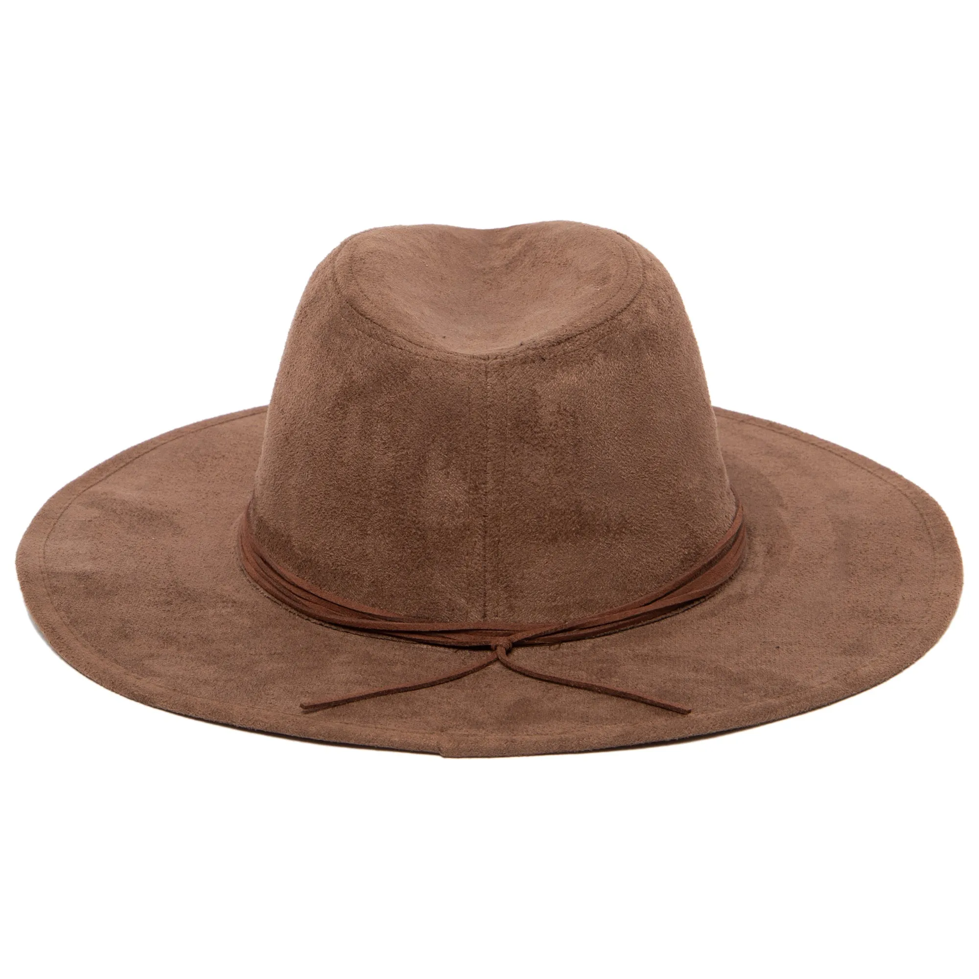 Cut & Sew Faux Suede Floppy Fedora Wrapped Back Knot Trim