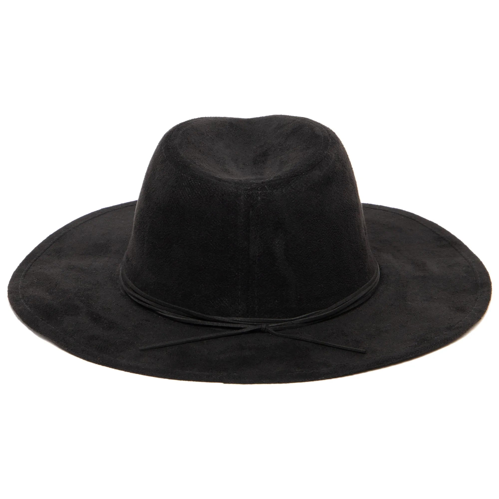 Cut & Sew Faux Suede Floppy Fedora Wrapped Back Knot Trim