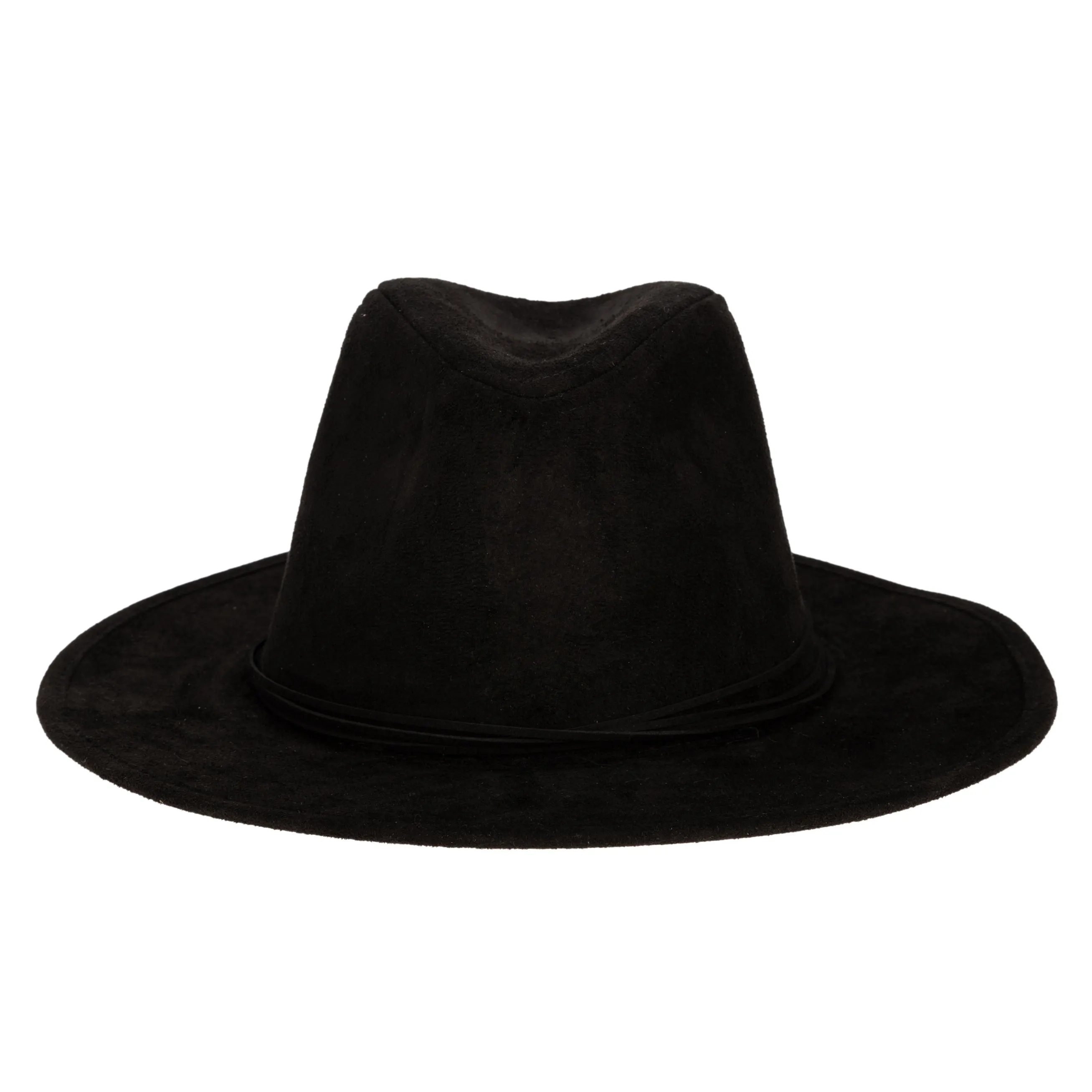 Cut & Sew Faux Suede Floppy Fedora Wrapped Back Knot Trim