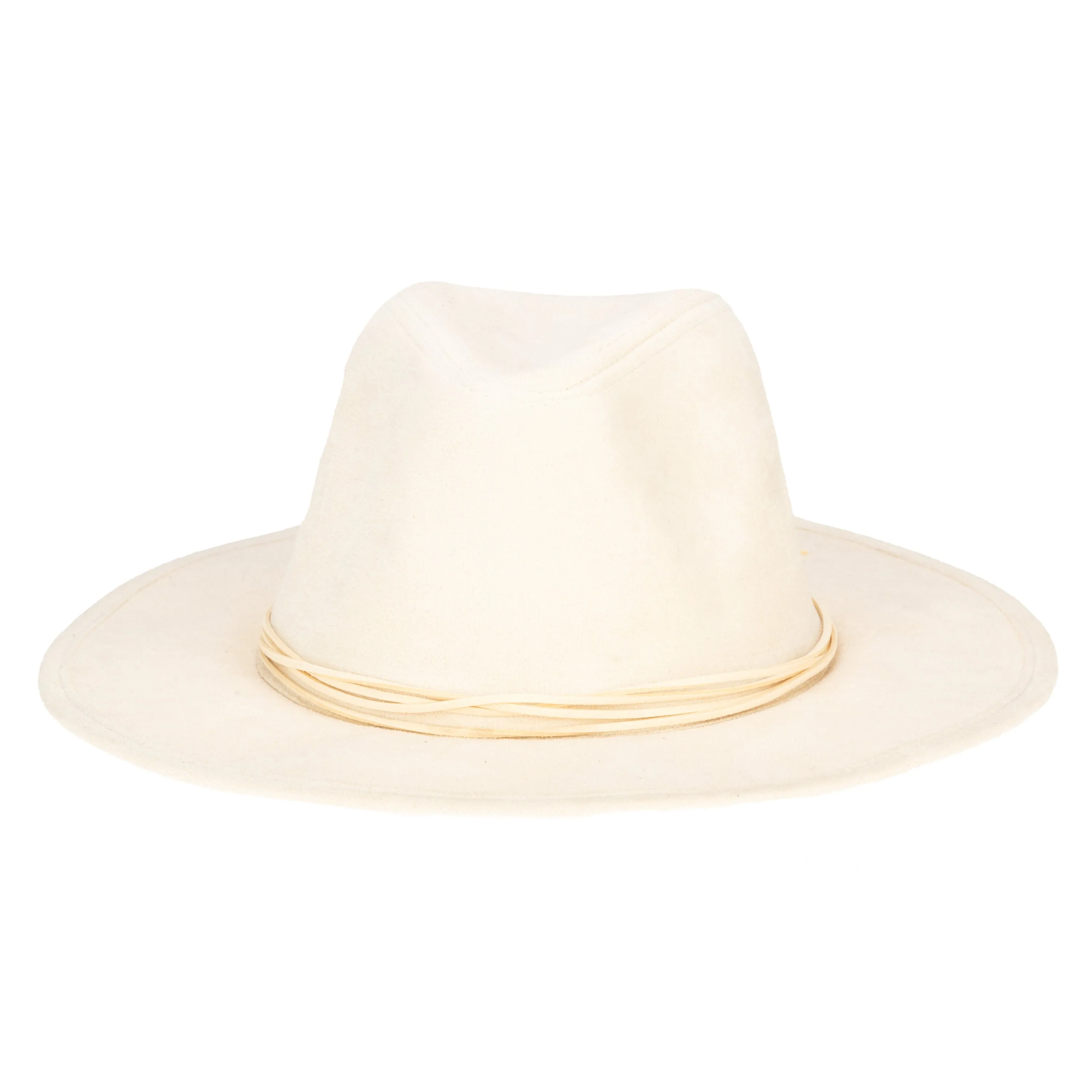 Cut & Sew Faux Suede Floppy Fedora Wrapped Back Knot Trim