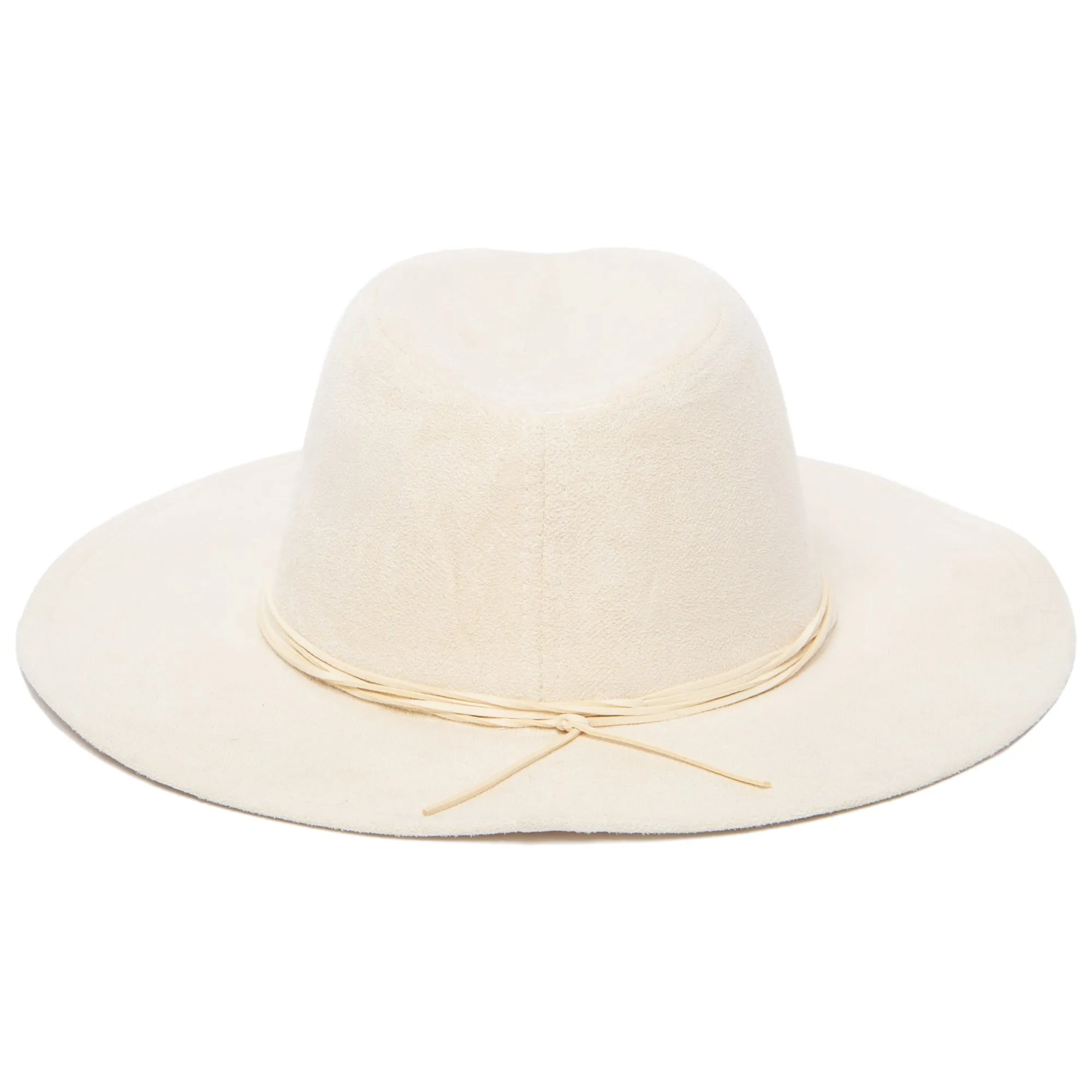 Cut & Sew Faux Suede Floppy Fedora Wrapped Back Knot Trim