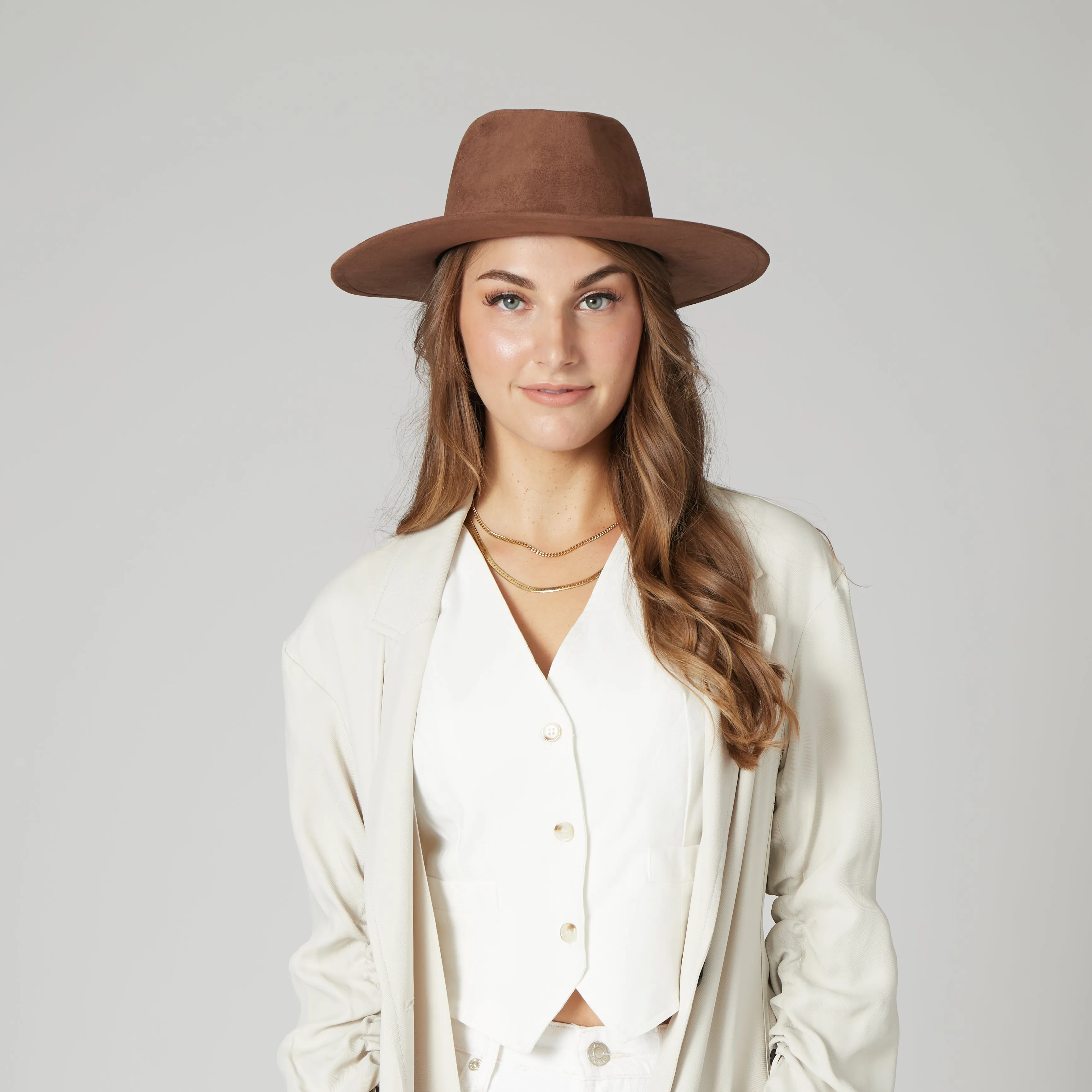 Cut & Sew Faux Suede Floppy Fedora Wrapped Back Knot Trim