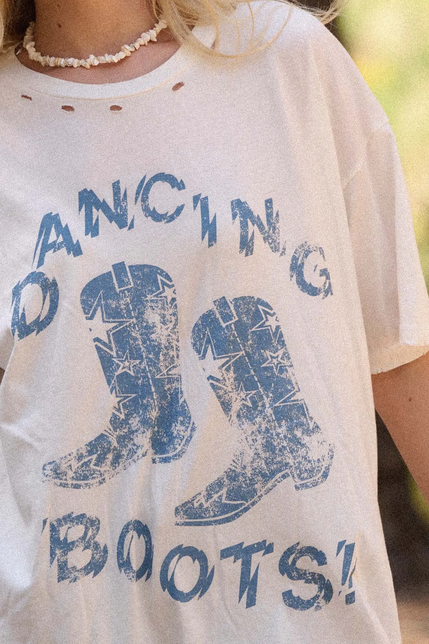 Dancing Boots Distressed Oversize Graphic Tee