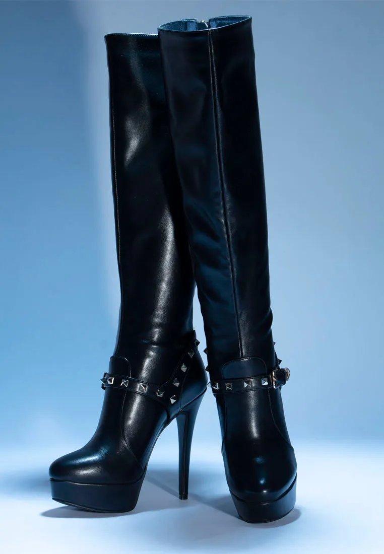 Daphne Stiletto Heeled Mid Calf Boots