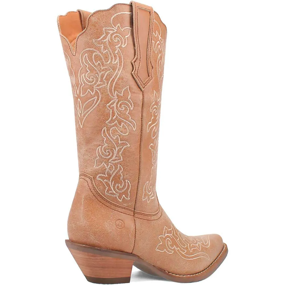 Dingo's Flirty N' Fun Camel Almond Toe Leather Boots