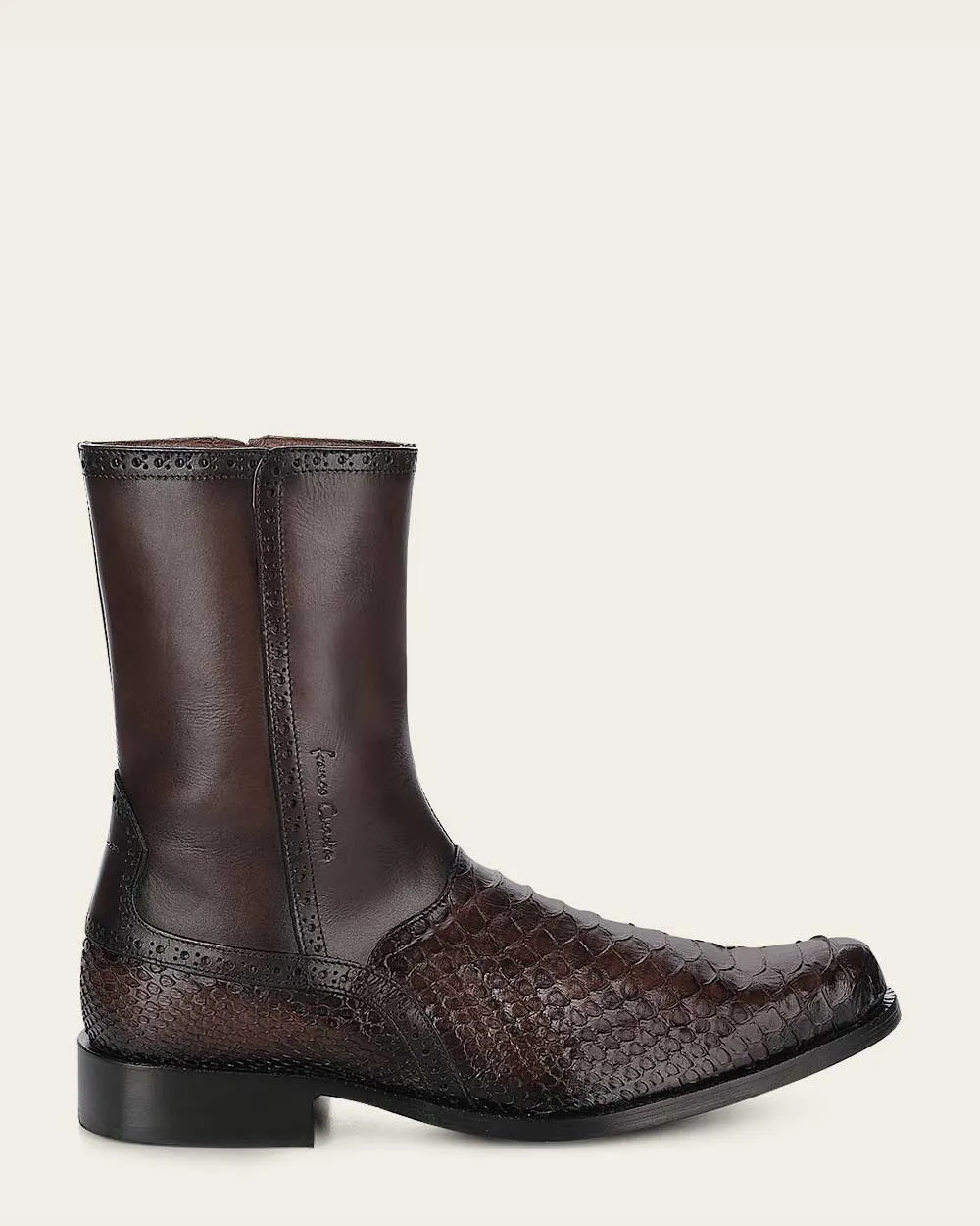 Dress brown python exotic boot