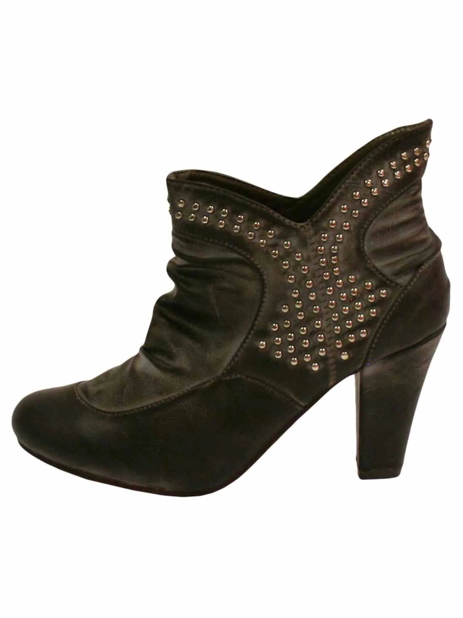 Faded Brown Studded Retro Ankle Booties For Women Size 8.5