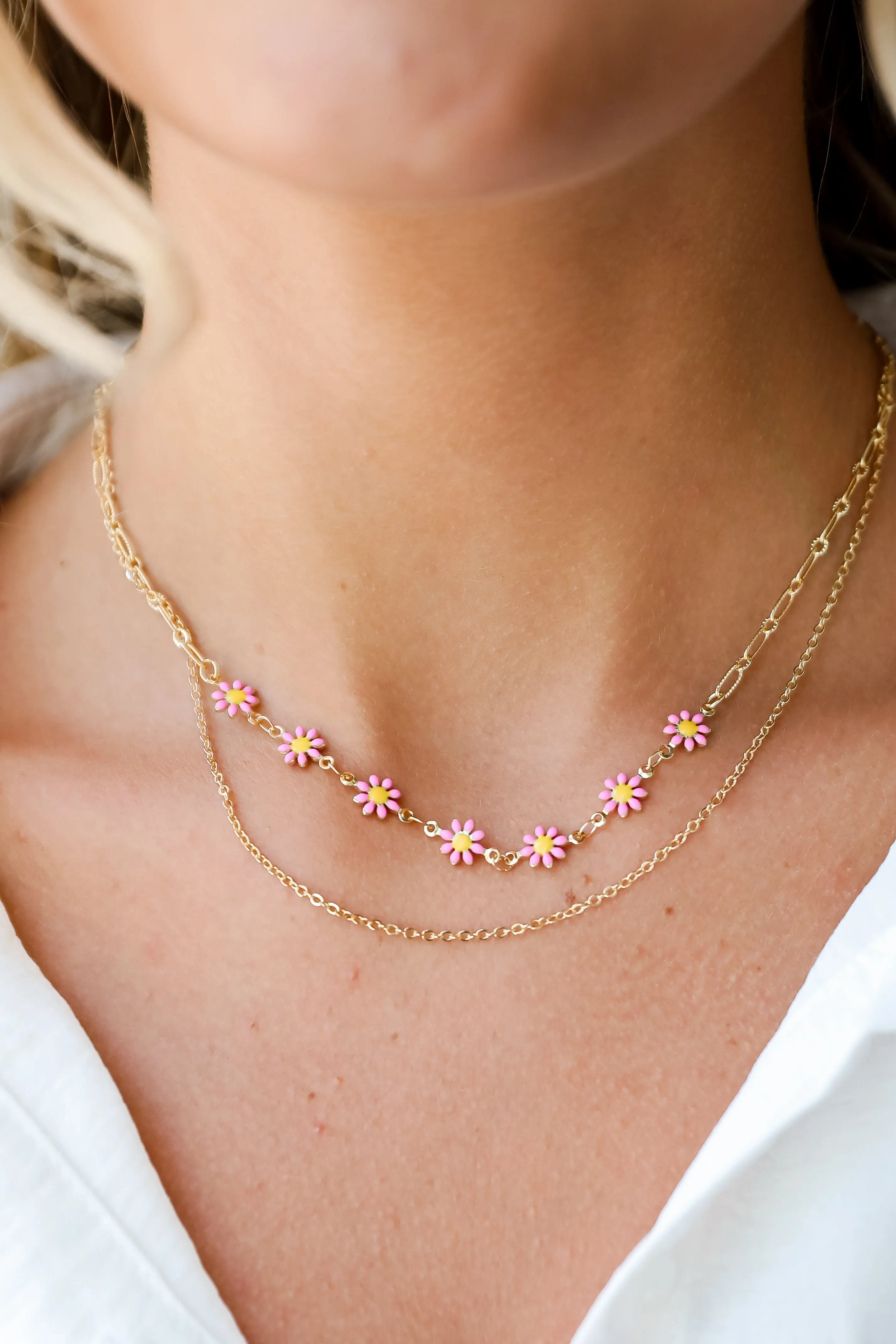 FINAL SALE - Bridget Gold Flower Charm Layered Necklace