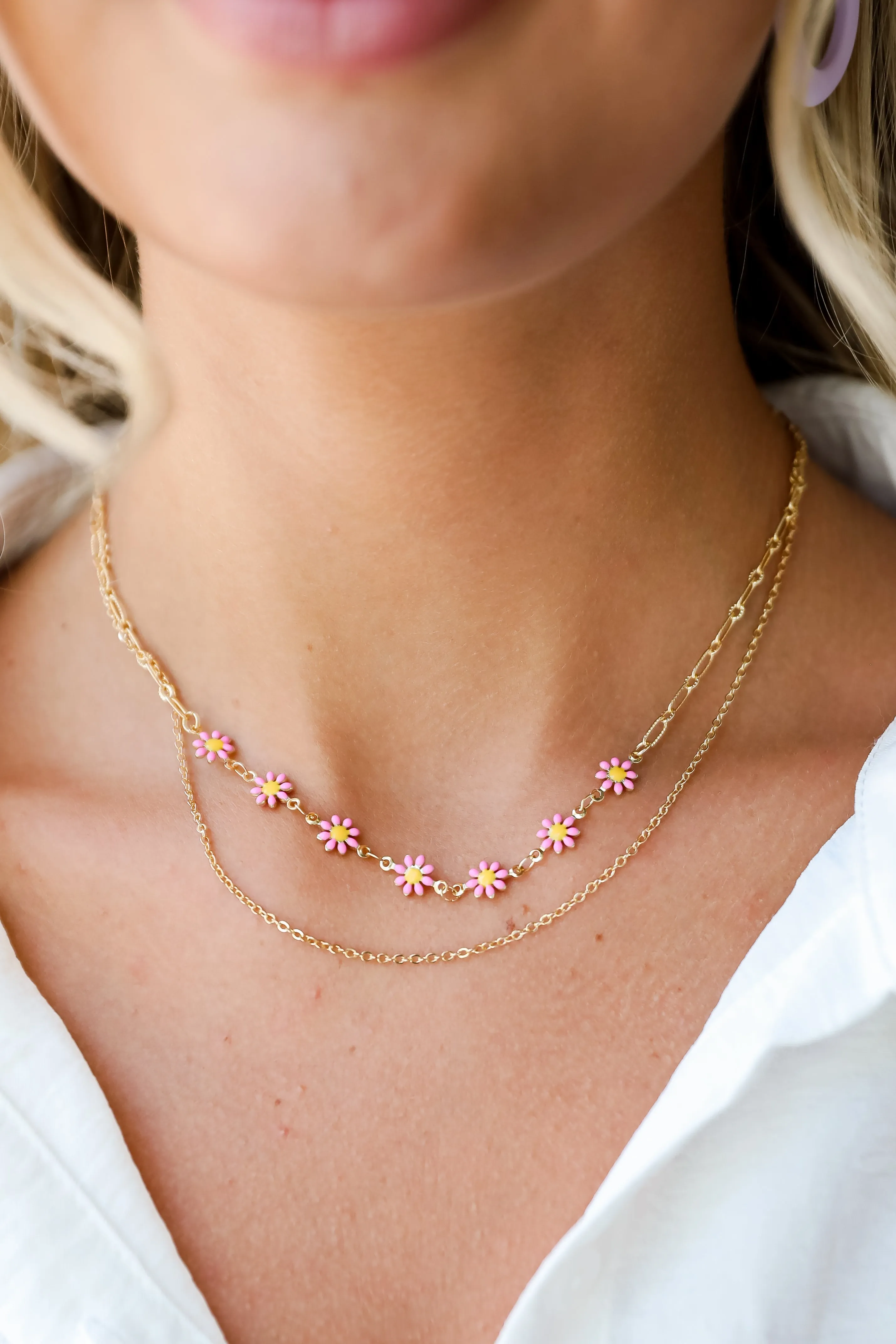 FINAL SALE - Bridget Gold Flower Charm Layered Necklace