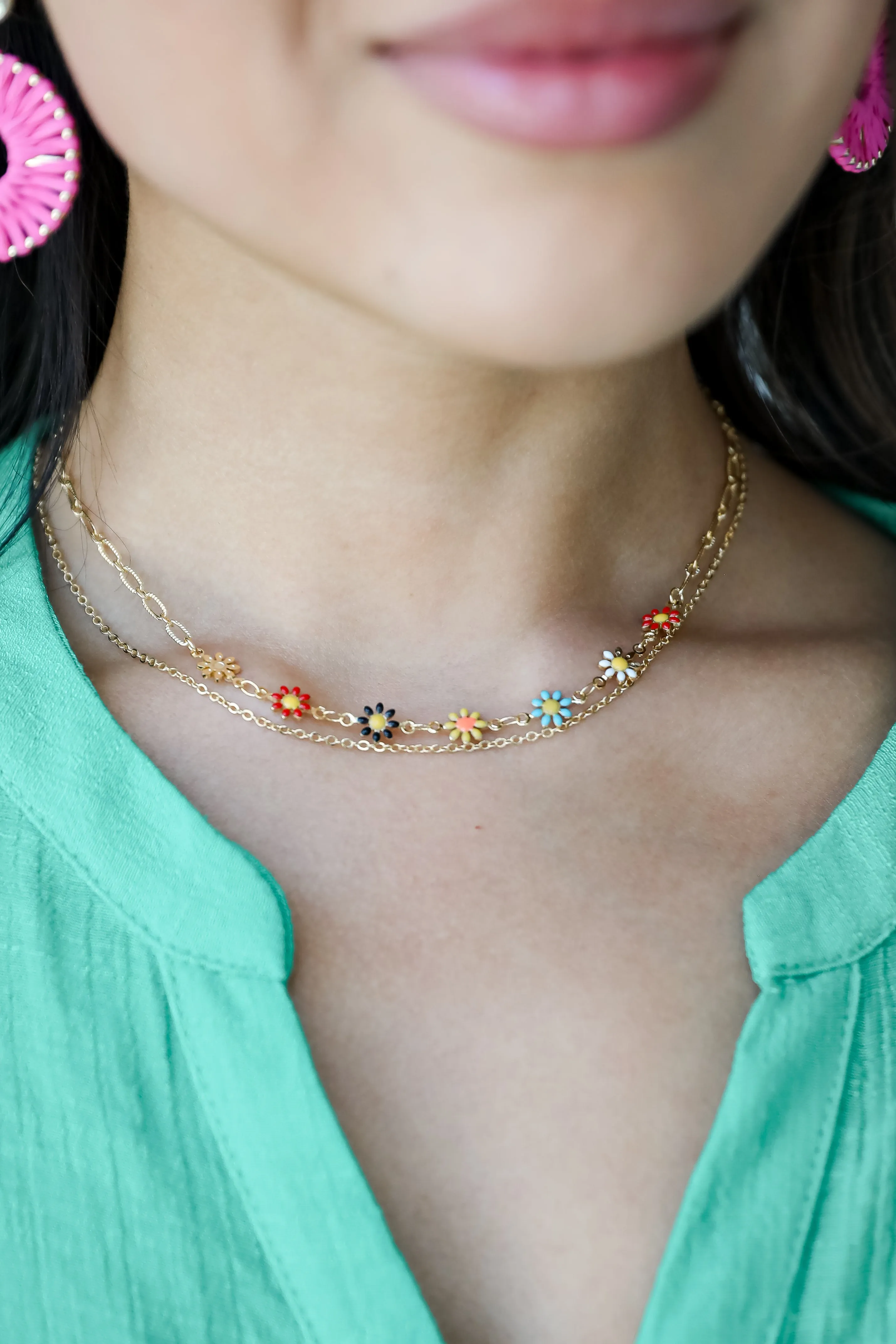 FINAL SALE - Bridget Gold Flower Charm Layered Necklace