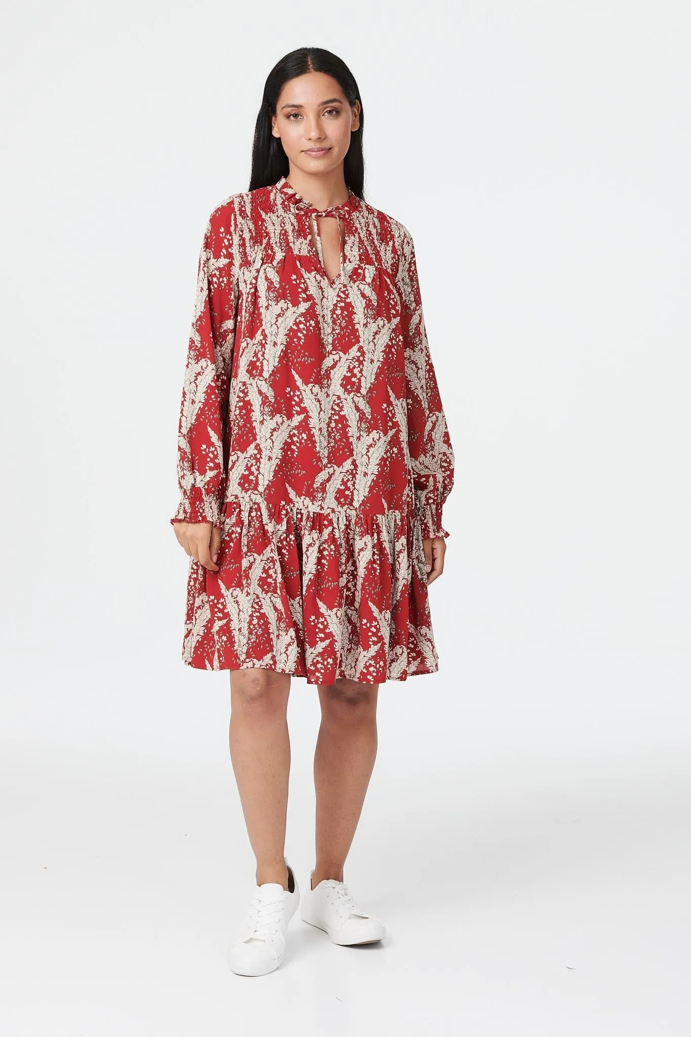 Floral Long Sleeve Smock Dress