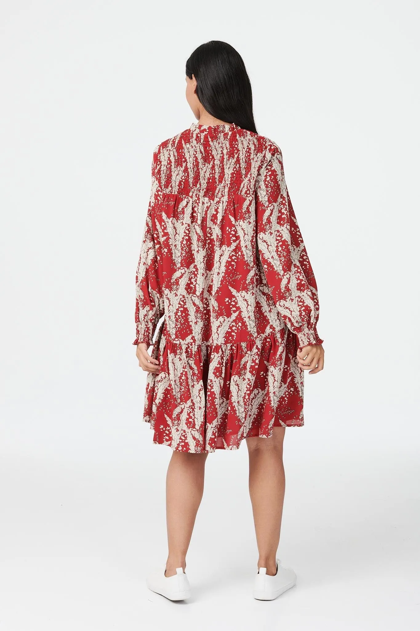 Floral Long Sleeve Smock Dress