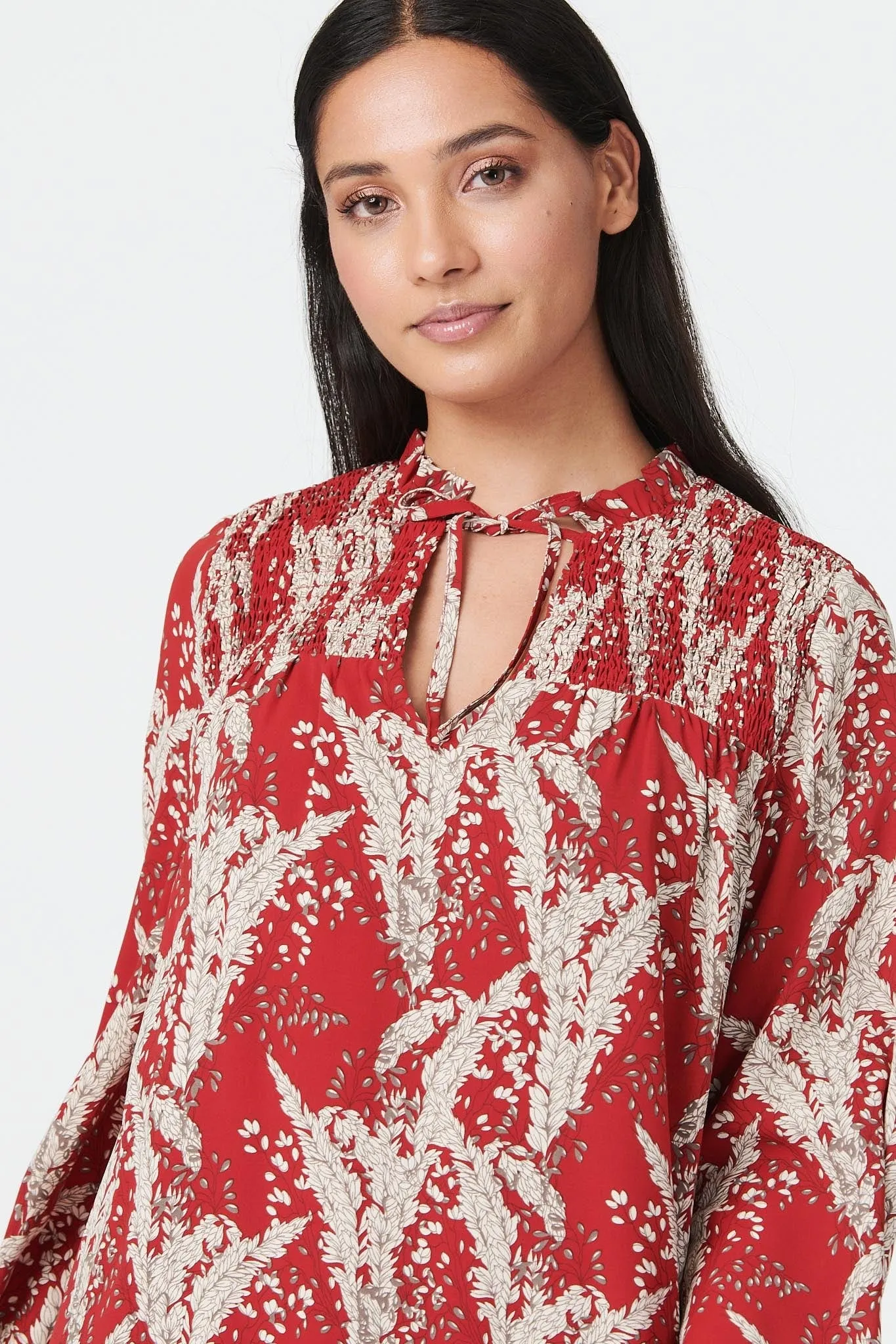 Floral Long Sleeve Smock Dress