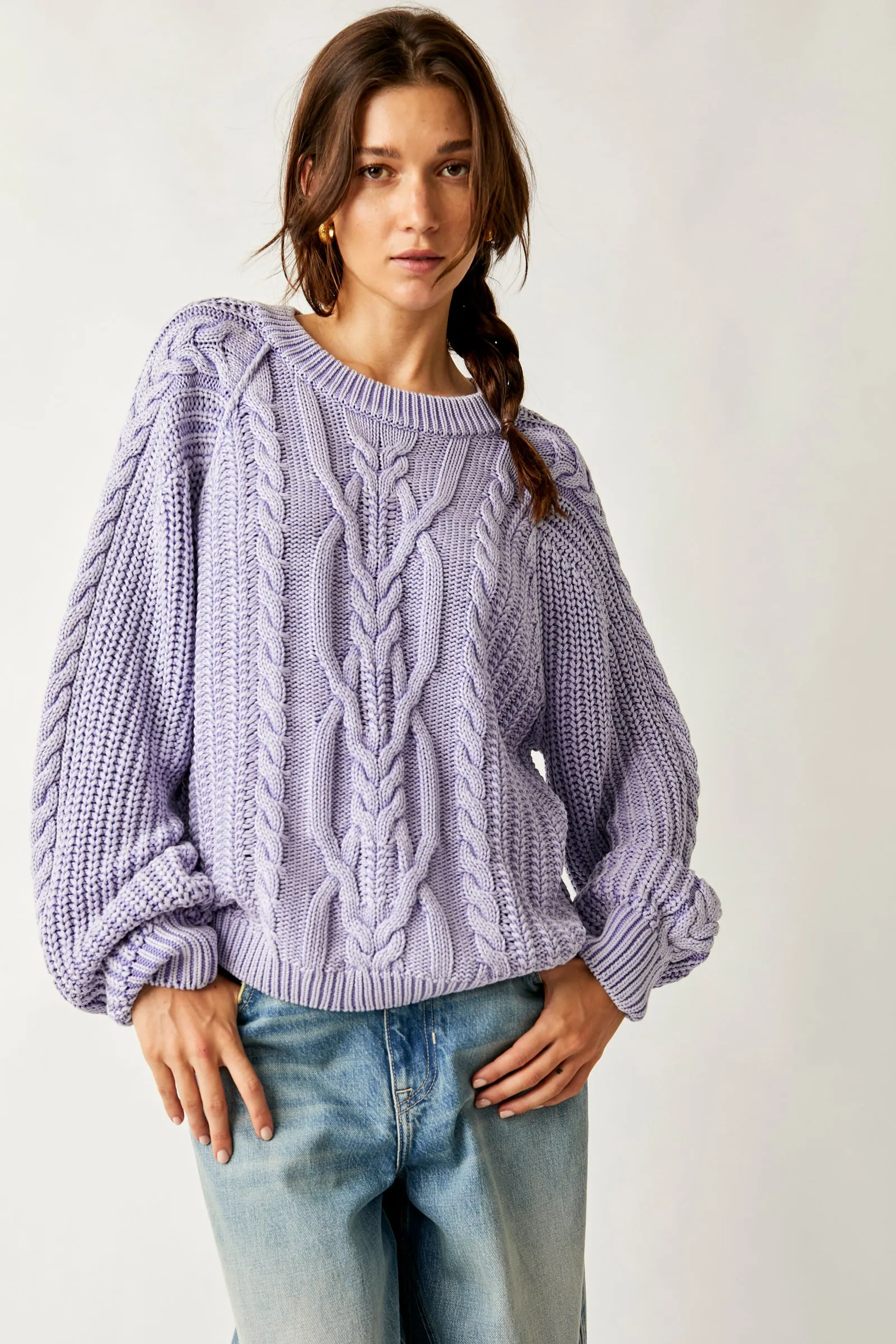 Frankie Cable Sweater Heavenly Lavender