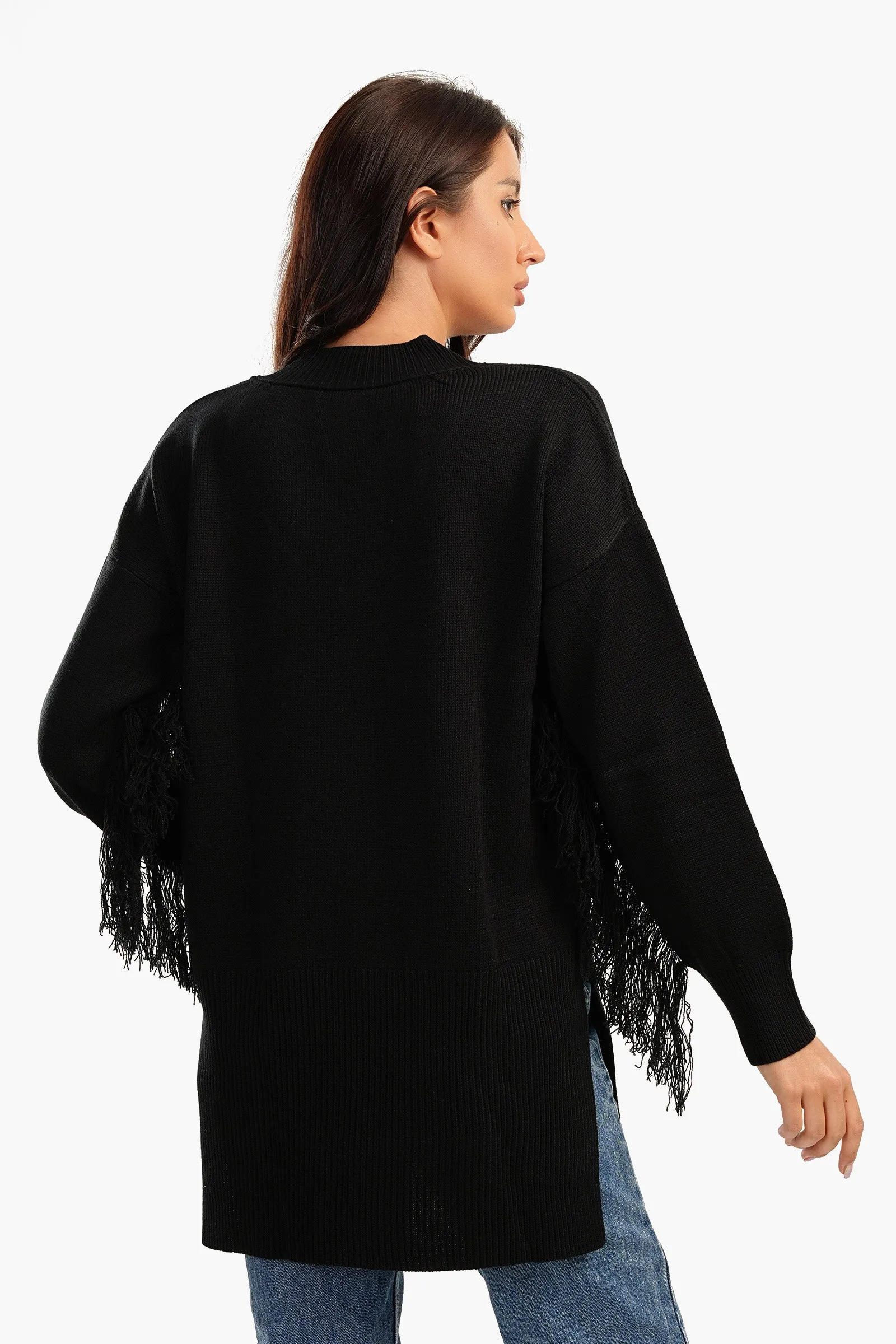 High Low Pullover with Fringes