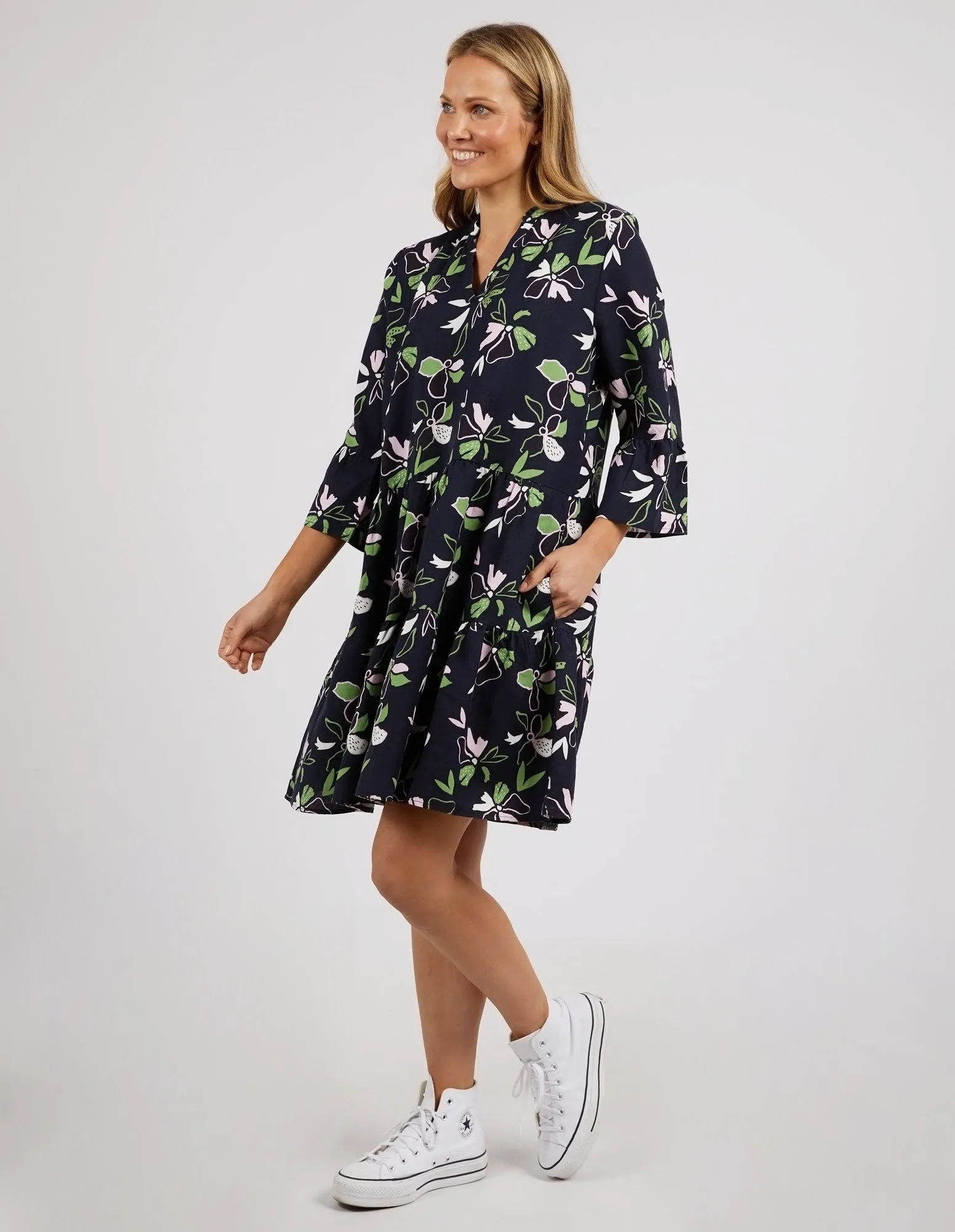 Idyll Poppy Dress Navy