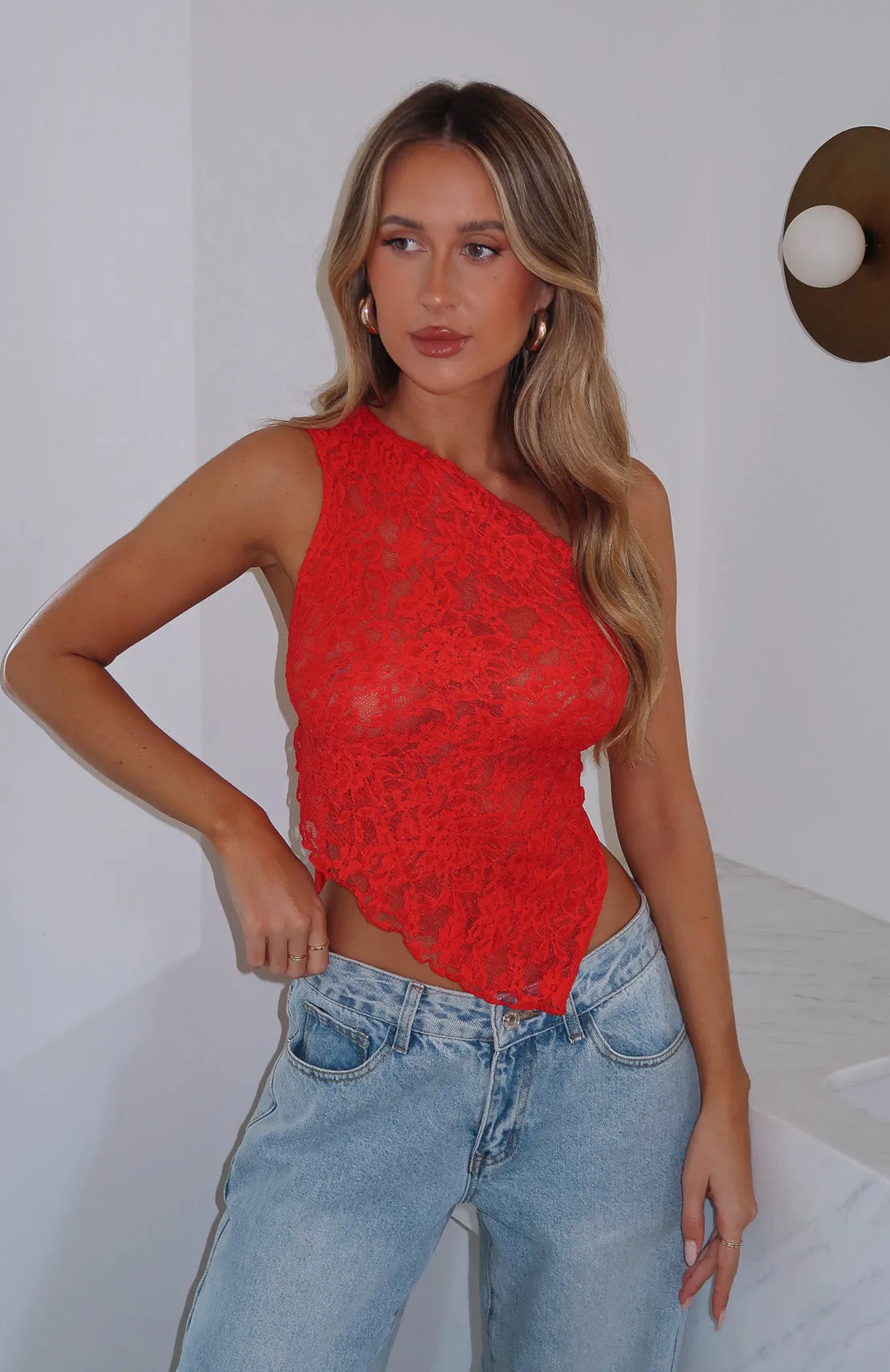 It's  A Love Story Lace Top Red