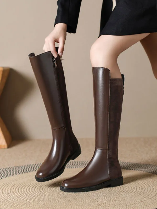 Knee High Rounded Toe Black Boots