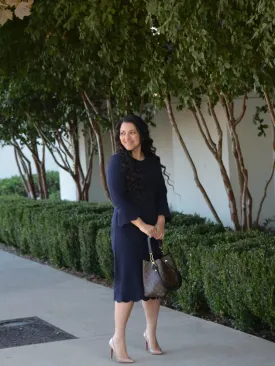 Lilly Navy Scalloped Dress