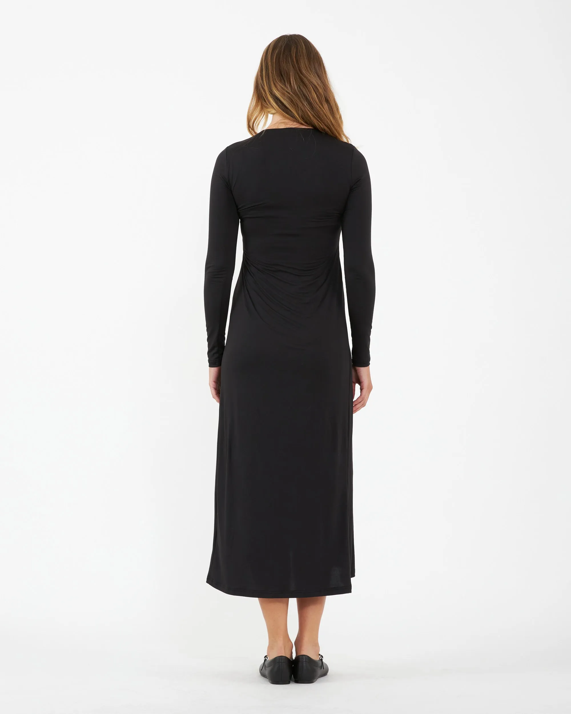 Luxe Knit A-Line Nursing Dress Black