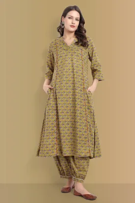 Maira A line kurta Ajrak Print