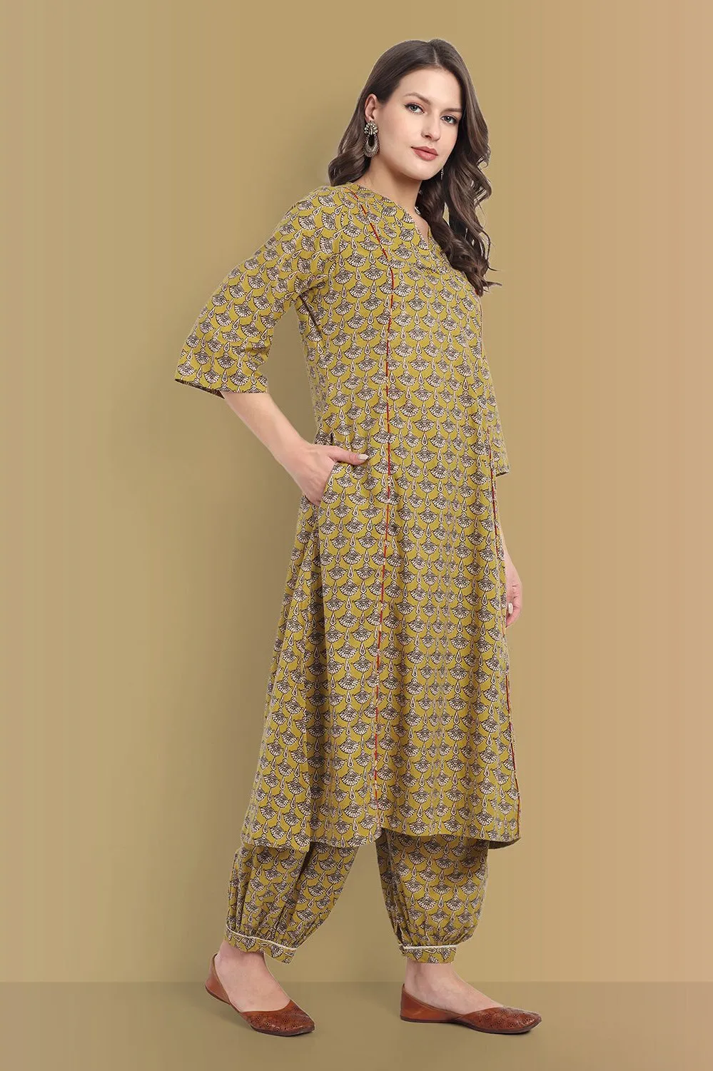 Maira A line kurta Ajrak Print