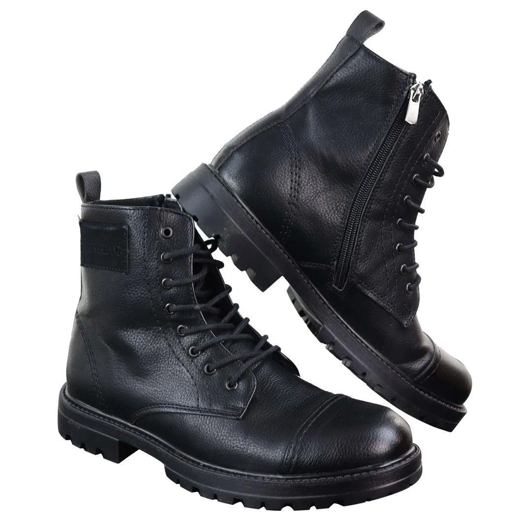 Mens Ankle Boots Military Army Laced Zip Casual Combat Vintage Classic Leather