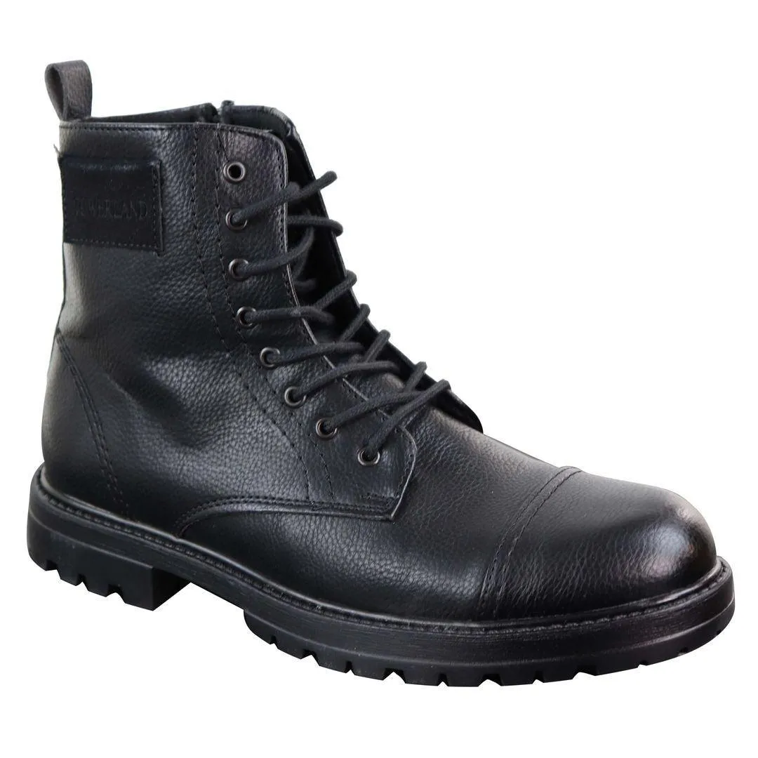 Mens Ankle Boots Military Army Laced Zip Casual Combat Vintage Classic Leather