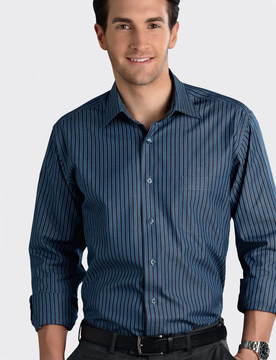 Mens Bold Stripe Slate Business Shirt