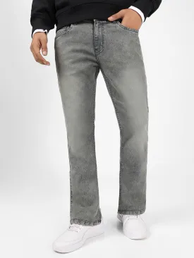 Men's Dark Grey Washed Bootcut Jeans Stretchable