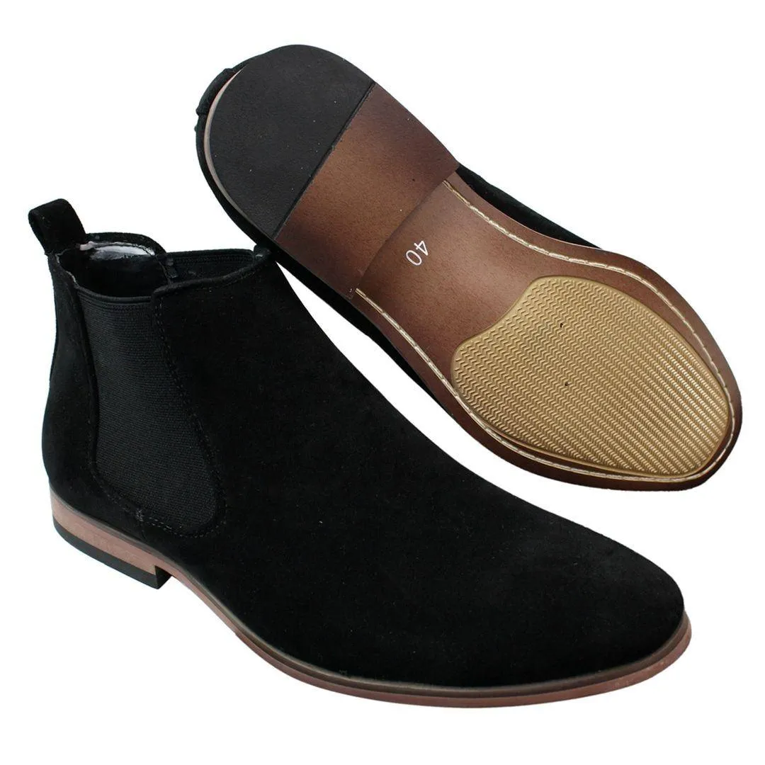 Mens Italian Suede Slip On Ankle Boots Smart Casual Desert Chelsea Dealer