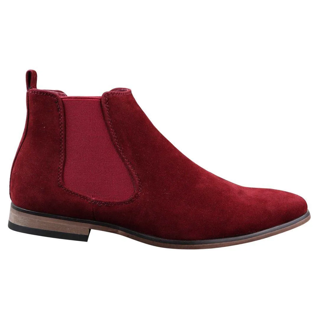 Mens Italian Suede Slip On Ankle Boots Smart Casual Desert Chelsea Dealer