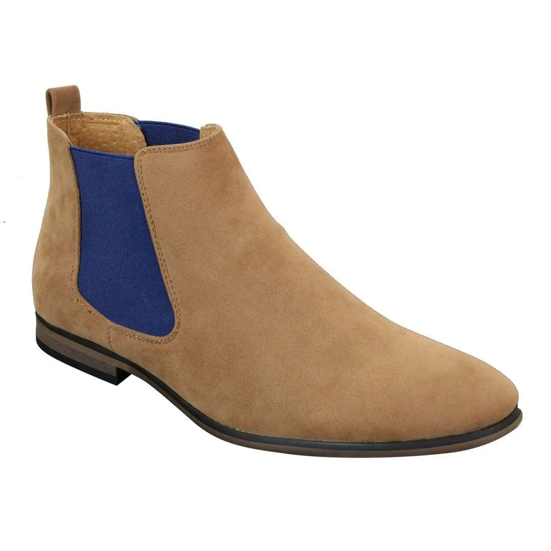 Mens Italian Suede Slip On Ankle Boots Smart Casual Desert Chelsea Dealer