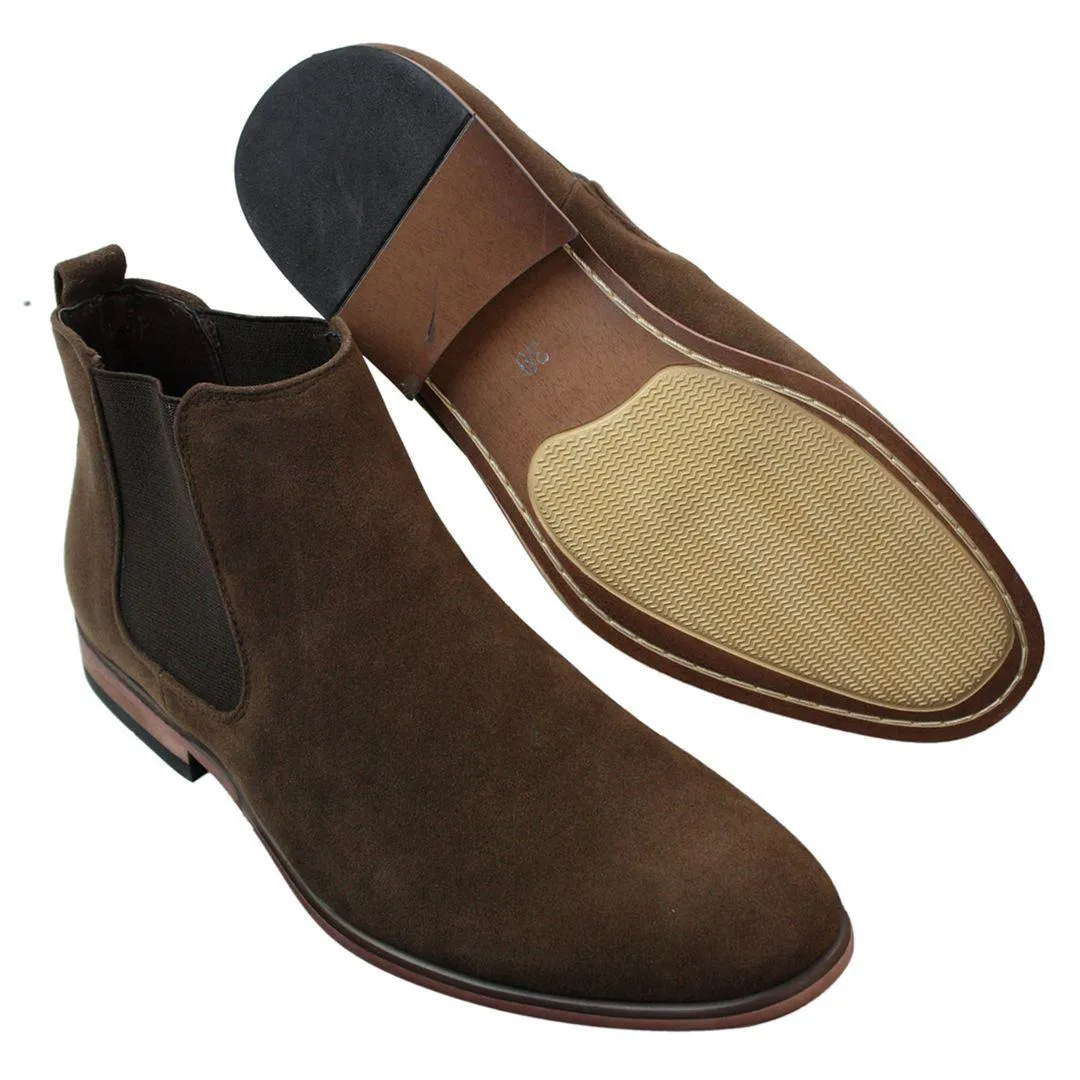 Mens Italian Suede Slip On Ankle Boots Smart Casual Desert Chelsea Dealer