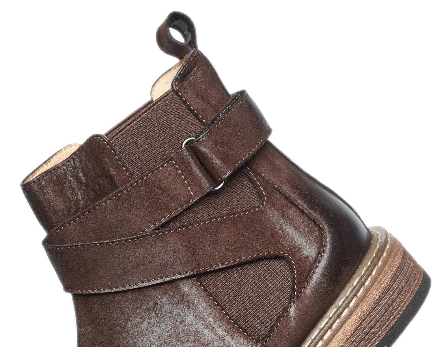 Men's Leather Chelsea Boots with Buckle - Goodyear Welt Construction