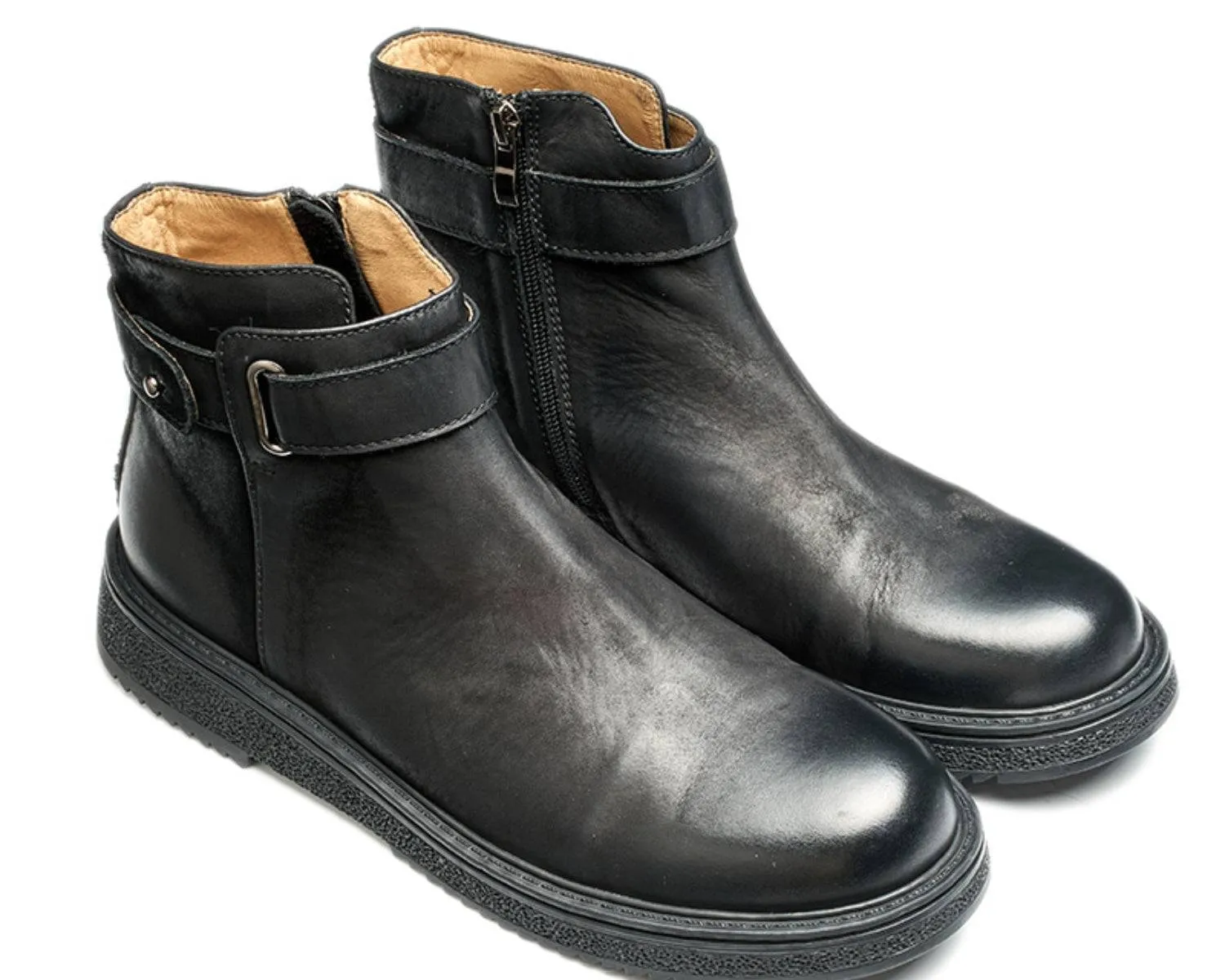 Men's Leather Chelsea Boots with Zipper - Goodyear Welt Construction