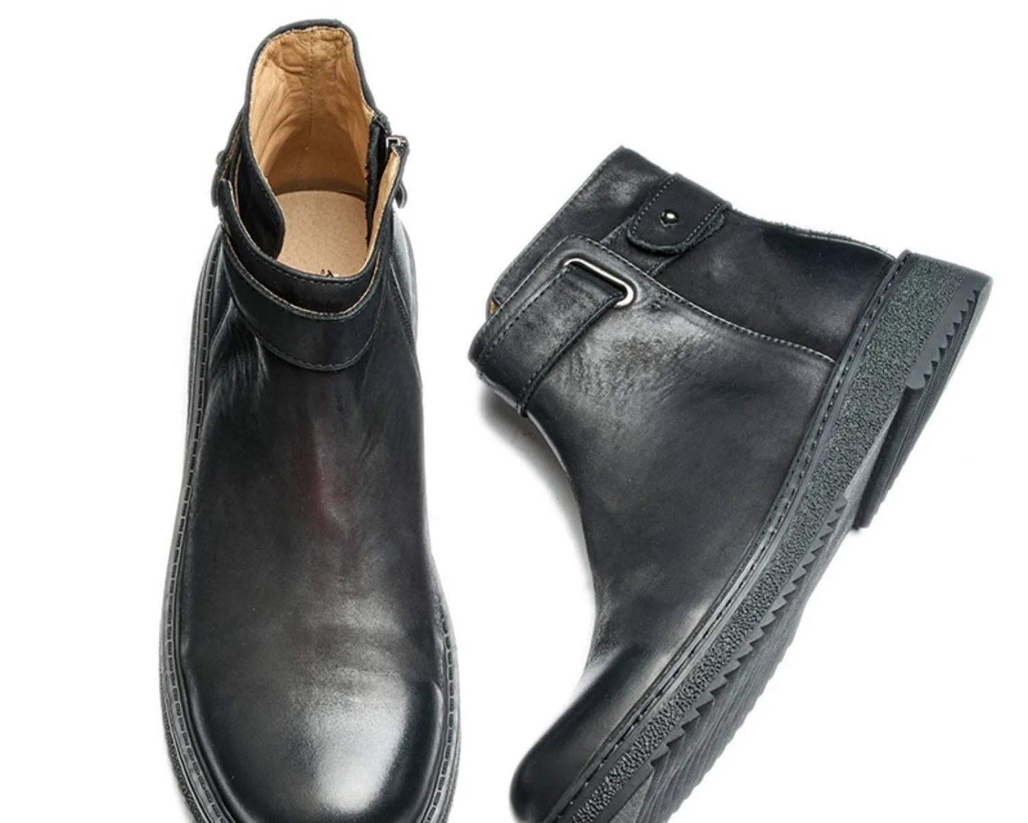 Men's Leather Chelsea Boots with Zipper - Goodyear Welt Construction